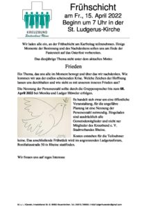 Frühschicht (FÄLLT AUS) @ St. Ludgerus Rheine; Ludgerus-Forum